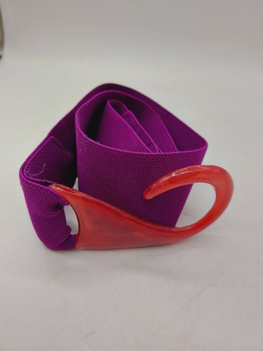 Vintage Womens Purple Elastic Belt Pink Plastic Buckle - Picture 2 of 8